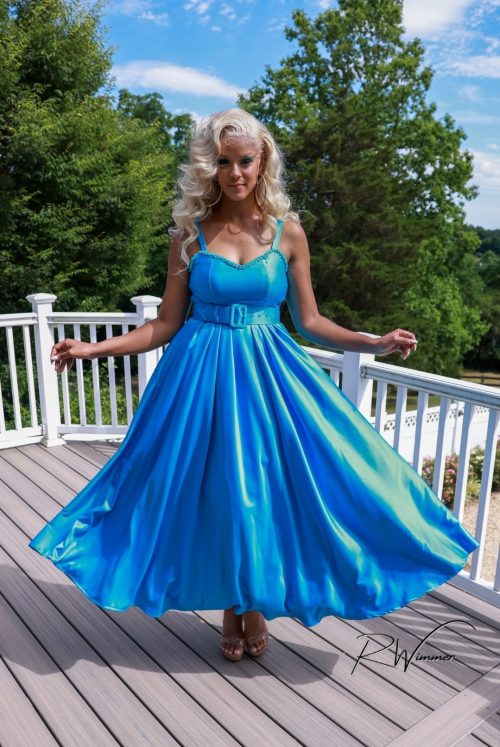 Azure Belted Asymmetry Dress