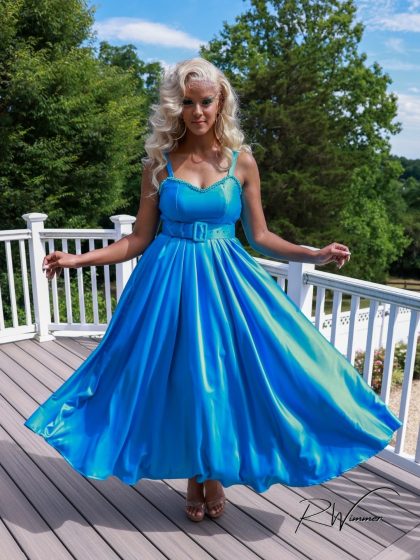 Azure Belted Asymmetry Dress