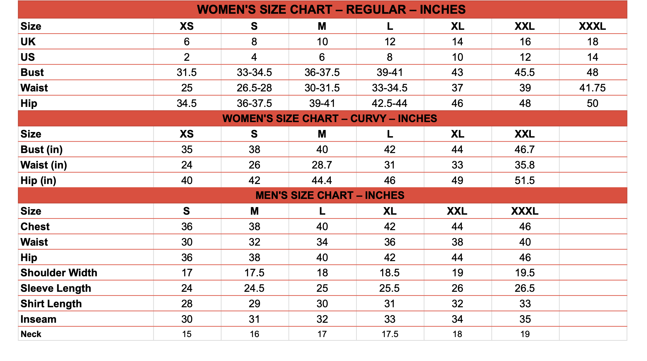 alkeBULANPrints Size Chart