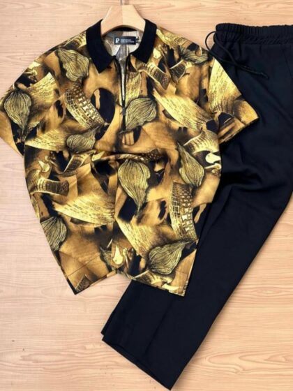 Unisex top and black pants