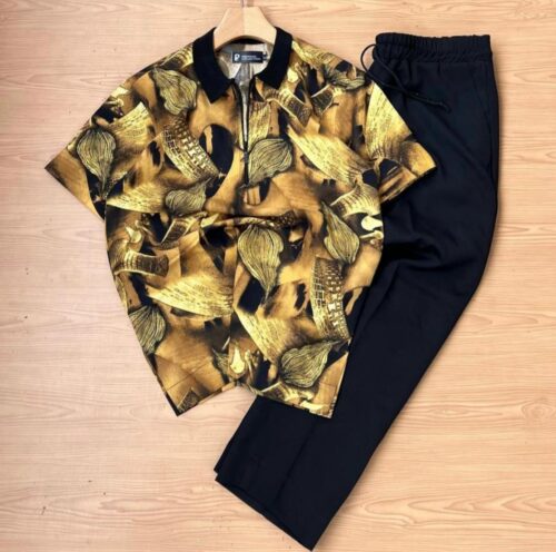 Unisex top and black pants
