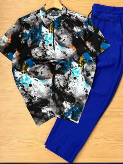 Unisex top and blue pants